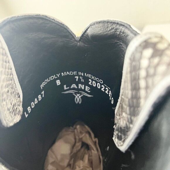 NEW Lane VICKSON Womens Cowboy Bootie 7.5 SnakeSkin Black Western Cowgirl Boots - Picture 9 of 11